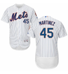 Men's Majestic New York Mets #45 Pedro Martinez White Home Flex Base Authentic Collection MLB Jersey