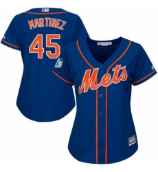 Women's Majestic New York Mets #45 Pedro Martinez Authentic Royal Blue Alternate Home Cool Base MLB Jersey
