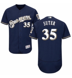 Men's Majestic Milwaukee Brewers #35 Brent Suter White Alternate Flex Base Authentic Collection MLB Jersey