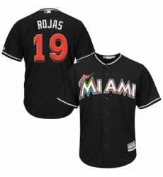 Men's Majestic Miami Marlins #19 Miguel Rojas Replica Black Alternate 2 Cool Base MLB Jersey