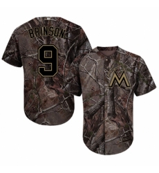 Men's Majestic Miami Marlins #9 Lewis Brinson Authentic Camo Realtree Collection Flex Base MLB Jersey