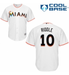 Youth Majestic Miami Marlins #10 JT Riddle Authentic White Home Cool Base MLB Jersey