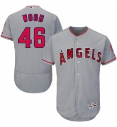Men's Majestic Los Angeles Angels of Anaheim #46 Blake Wood Grey Road Flex Base Authentic Collection MLB Jersey