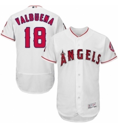 Men's Majestic Los Angeles Angels of Anaheim #18 Luis Valbuena White Home Flex Base Authentic Collection MLB Jersey