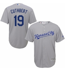 Youth Majestic Kansas City Royals #19 Cheslor Cuthbert Authentic Grey Road Cool Base MLB Jersey
