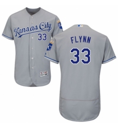 Men's Majestic Kansas City Royals #33 Brian Flynn Grey Road Flex Base Authentic Collection MLB Jersey