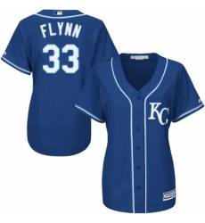 Women's Majestic Kansas City Royals #33 Brian Flynn Replica Blue Alternate 2 Cool Base MLB Jersey