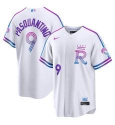 Men's Kansas City Royals #9 Vinnie Pasquantino White 2026 City Connect Stadium Stitched Baseball Jersey