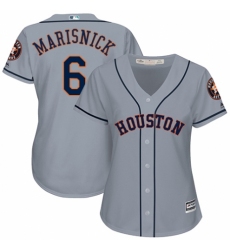 Women's Majestic Houston Astros #6 Jake Marisnick Authentic Grey Road Cool Base MLB Jersey