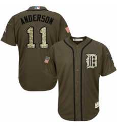 Men's Majestic Detroit Tigers #11 Sparky Anderson Authentic Green Salute to Service MLB Jersey