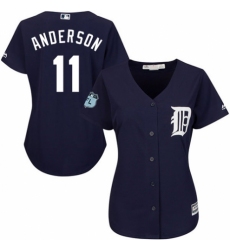 Women's Majestic Detroit Tigers #11 Sparky Anderson Authentic Navy Blue Alternate Cool Base MLB Jersey