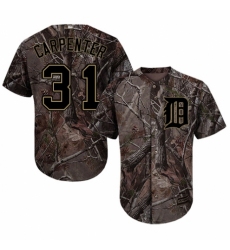 Youth Majestic Detroit Tigers #31 Ryan Carpenter Authentic Camo Realtree Collection Flex Base MLB Jersey