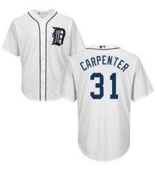 Youth Majestic Detroit Tigers #31 Ryan Carpenter Replica White Home Cool Base MLB Jersey