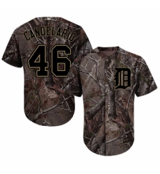 Men's Majestic Detroit Tigers #46 Jeimer Candelario Authentic Camo Realtree Collection Flex Base MLB Jersey