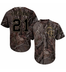 Youth Majestic Colorado Rockies #21 Kyle Freeland Authentic Camo Realtree Collection Flex Base MLB Jersey