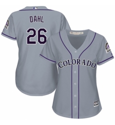Women's Majestic Colorado Rockies #26 David Dahl Authentic Grey Road Cool Base MLB Jersey