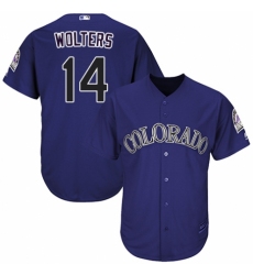 Youth Majestic Colorado Rockies #14 Tony Wolters Replica Purple Alternate 1 Cool Base MLB Jersey