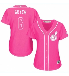 Women's Majestic Cleveland Indians #6 Brandon Guyer Authentic Pink Fashion Cool Base MLB Jersey
