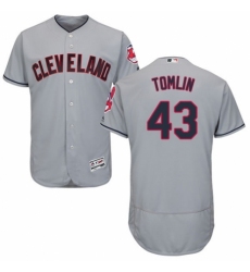 Men's Majestic Cleveland Indians #43 Josh Tomlin Grey Road Flex Base Authentic Collection MLB Jersey