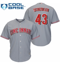 Youth Majestic Cincinnati Reds #43 Scott Schebler Authentic Grey Road Cool Base MLB Jersey