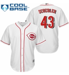 Youth Majestic Cincinnati Reds #43 Scott Schebler Authentic White Home Cool Base MLB Jersey