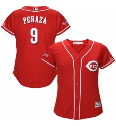 Women's Majestic Cincinnati Reds #9 Jose Peraza Replica Red Alternate Cool Base MLB Jersey
