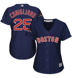 Women's Majestic Boston Red Sox #25 Tony Conigliaro Authentic Navy Blue Alternate Road 2018 World Series Champions MLB Jersey