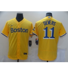 Men's Boston Red Sox #11 Rafael Devers Nike Gold-Light Blue 2021 Jersey