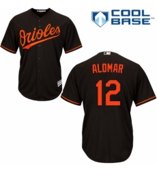 Youth Majestic Baltimore Orioles #12 Roberto Alomar Replica Black Alternate Cool Base MLB Jersey
