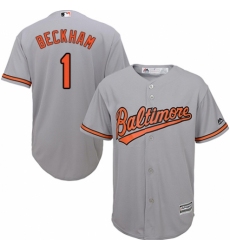 Youth Majestic Baltimore Orioles #1 Tim Beckham Authentic Grey Road Cool Base MLB Jersey