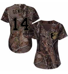 Women's Majestic Baltimore Orioles #14 Craig Gentry Authentic Camo Realtree Collection Flex Base MLB Jersey