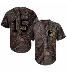 Men's Majestic Baltimore Orioles #15 Chance Sisco Authentic Camo Realtree Collection Flex Base MLB Jersey
