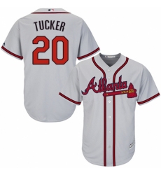 Men's Majestic Atlanta Braves #20 Preston Tucker Replica Grey Road Cool Base MLB Jersey