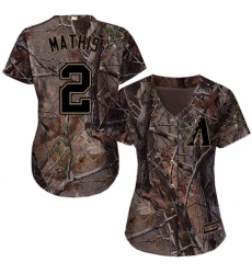 Women's Majestic Arizona Diamondbacks #2 Jeff Mathis Authentic Camo Realtree Collection Flex Base MLB Jersey