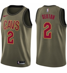 Men's Nike Cleveland Cavaliers #2 Collin Sexton Swingman Green Salute to Service NBA Jersey