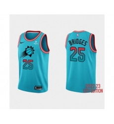 Men's Phoenix Suns #25 Mikal Bridges 2022-23 Blue City Edition Stitched Basketball Jersey