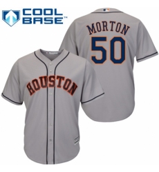 Youth Majestic Houston Astros #50 Charlie Morton Authentic Grey Road Cool Base MLB Jersey