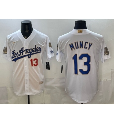 Men's Los Angeles Dodgers #13 Max Muncy White 2026 Gold Collection 9x & B2B Champs Stitched Baseball Jersey