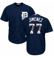 Men's Majestic Detroit Tigers #77 Joe Jimenez Authentic Navy Blue Team Logo Fashion Cool Base MLB Jersey