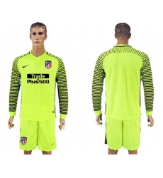 Atletico Madrid Blank Shiny Green Goalkeeper Long Sleeves Soccer Club Jersey2