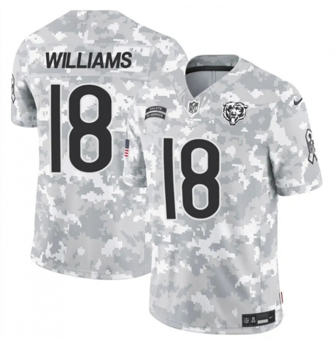 Men's Chicago Bears #18 Caleb Williams 2024 F.U.S.E Arctic Camo Salute To Service Limited Stitched Football Jersey