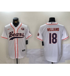 Men's Chicago Bears #18 Caleb Williams White With Cool Base Stitched Baseball Jersey