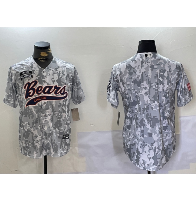 Men's Chicago Bears Blank Arctic Camo 2024 Salute to Service Stitched Baseball Jersey