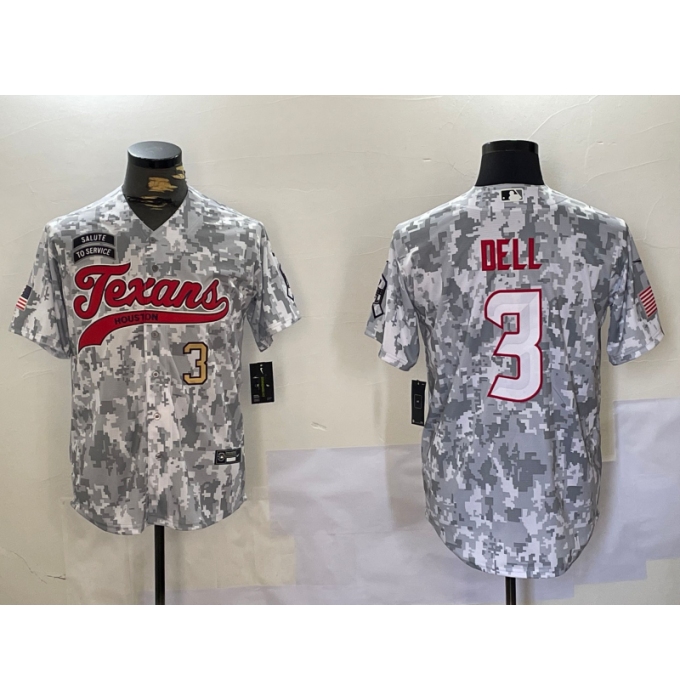 Men's Houston Texans #3 Tank Dell Arctic Camo 2024 Salute to Service Stitched Baseball Jerseys