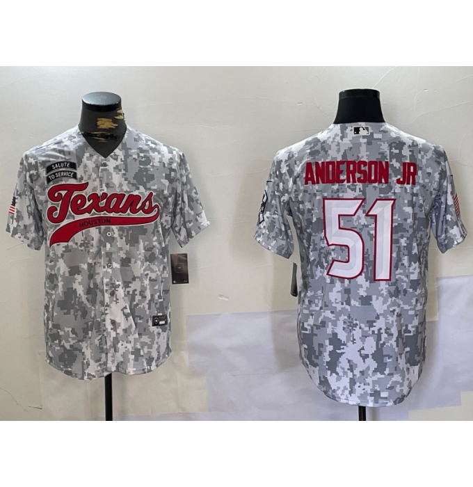 Men's Houston Texans #51 Will Anderson Jr Arctic Camo 2024 Salute to Service Stitched Baseball Jersey