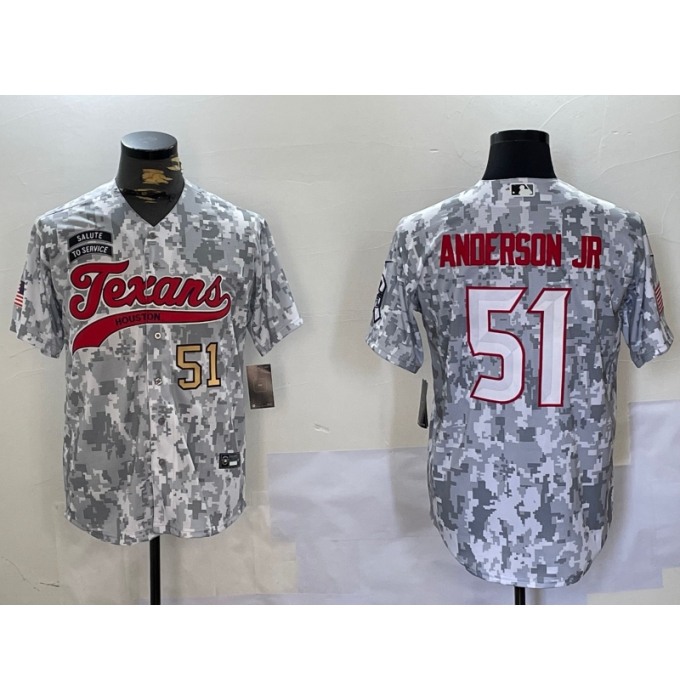 Men's Houston Texans #51 Will Anderson Jr Arctic Camo 2024 Salute to Service Stitched Baseball Jerseys