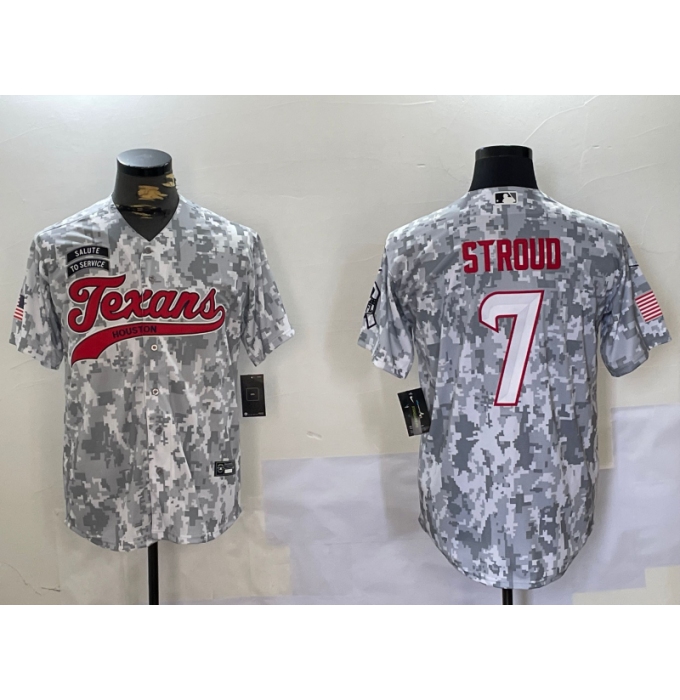 Men's Houston Texans #7 CJ Stroud Arctic Camo 2024 Salute to Service Stitched Baseball Jersey