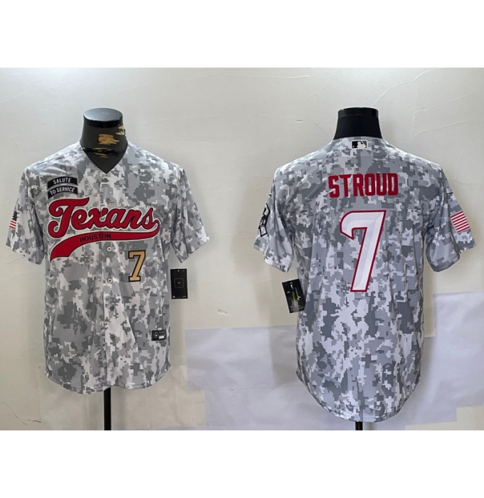 Men's Houston Texans #7 CJ Stroud Arctic Camo 2024 Salute to Service Stitched Baseball Jerseys