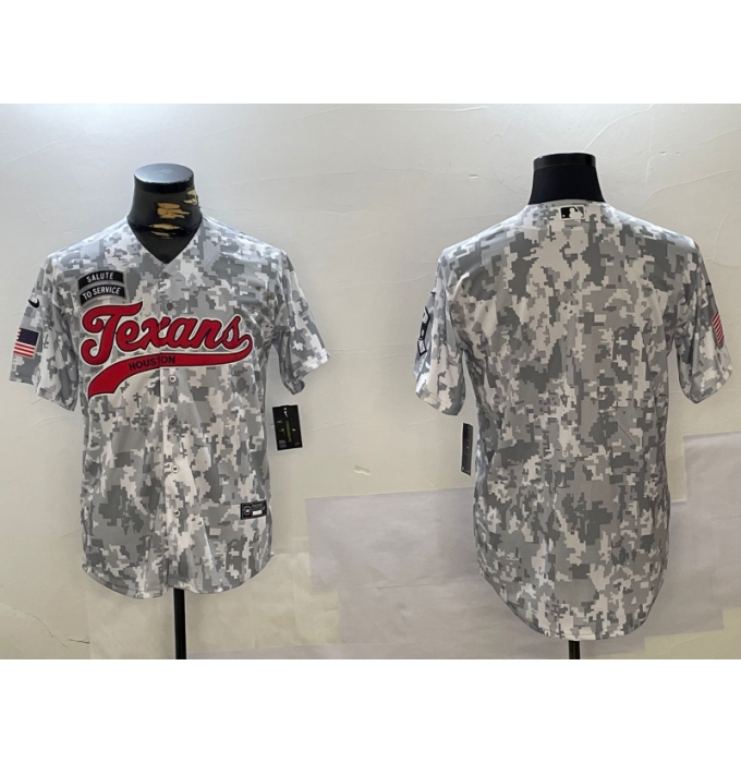 Men's Houston Texans Blank Arctic Camo 2024 Salute to Service Stitched Baseball Jersey