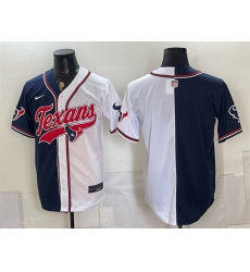 Men's Houston Texans Blank Navy White Split With Cool Base Stitched Baseball Jersey